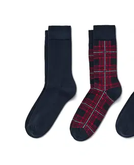 Socks Ponožky, 3 páry, kárované/námornícka modrá