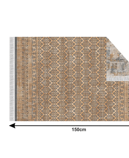 Koberce a koberčeky KONDELA Madala obojstranný koberec 80x150 cm vzor / hnedá