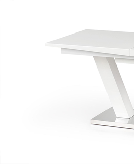 Jedálenské stoly HALMAR Vision rozkladací jedálenský stôl biely lesk / nerezová