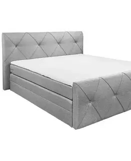 Americké postele Boxspring posteľ CALGARY 180x200 Cm Strieborná