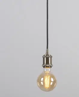 Zavesne lampy Moderné závesné svietidlo bronzové s čiernym káblom - Cava Classic