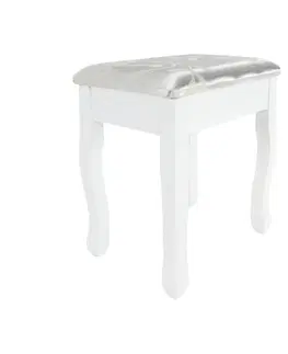 Toaletné stolíky KONDELA Linet New toaletný stolík s taburetkou biela / strieborná / zlatá