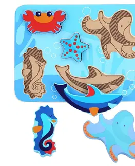 Hračky puzzle LUCY & LEO - 227 Morské živočíchy - drevené vkladacie puzzle 6 dielov