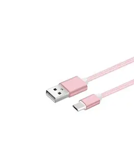 Dáta príslušenstvo Dátový a nabíjací kábel s Micro USB konektorom, dĺžka 1 meter, ružový SA510MU-PK