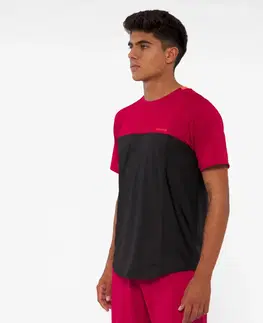 tričká Pánske tričko na padel Kuikma Dry s krátkym rukávom priedušné čierno-červené