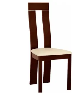 Stoličky Drevená stolička, orech/ekokoža béžová, DESI