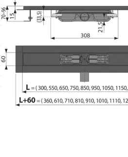 Sprchovacie kúty Alcadrain Podlahový žľab s okrajom pre perforovaný rošt, čierna-mat APZ101BLACK-850 APZ101BLACK-850