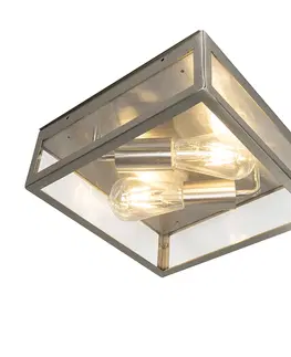 Vonkajsie stropne svietidla Moderné štvorcové vonkajšie stropné svietidlo z ocele, 2 žiarovky - Rotterdam
