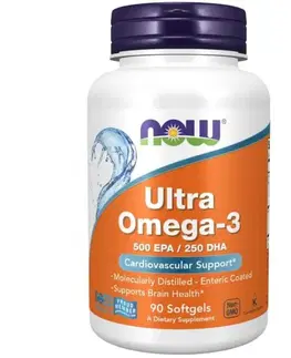 Omega-3 NOW Ultra Omega-3 Rybí olej, 500 EPA + 250 DHA x 90 softgel kapslí