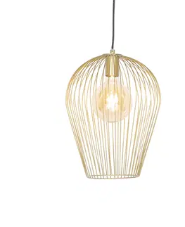 Zavesne lampy Dizajnové závesné svietidlo zlaté - Wire Ario