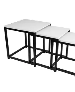 Konferenčné stolíky Set 3 konferenčných stolíkov, biela matná/čierna, KASTLER NEW TYP 3