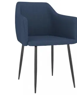 Jedálenské stoličky a kreslá Jedálenská stolička 2 ks látka / kov Dekorhome Modrá