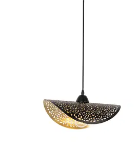 Zavesne lampy Orientálna závesná lampa čierna so zlatou 35 cm - Japke