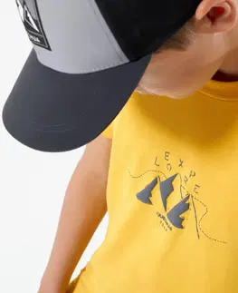 nohavice Detské turistické tričko MH100 7-15 rokov žlté