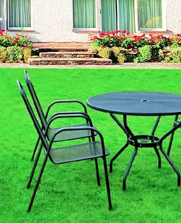Záhradné stoly ZAZU okrúhly záhradný kovový stôl, čierny