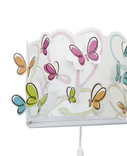 Nástenné svietidlá Dalber Detské nástenné svietidlo Butterfly s káblom a zástrčkou