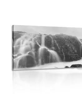 Čiernobiele obrazy Obraz vznešené vodopády v čiernobielom prevedení