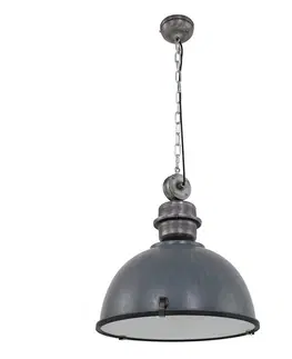 Závesné svietidlá Steinhauer Sivá závesná lampa Bikkel XXL, priemyselný dizajn