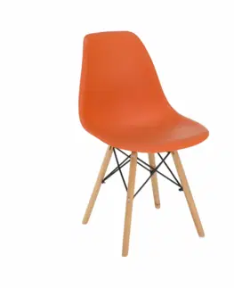 Stoličky Stolička, oranžová/buk, CINKLA 3 NEW