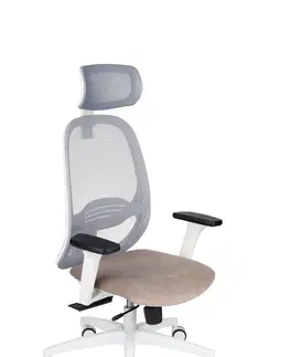 Kancelárske stoličky NABBI Nedim WS HD kancelárska stolička s podrúčkami svetlohnedá / sivá / biela