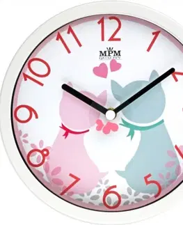 Hodiny Detské nástenné hodiny MPM, 3089.0023.SW - biela/ružová, 26cm
