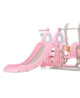 Šmýkačky Detská šmykľavka s hojdačkou a košom 4v1 inSPORTline Swingslide ružová