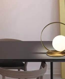 Lampy na nočný stolík ACB ILUMINACIÓN Stolná LED lampa Halo, zlato/opál