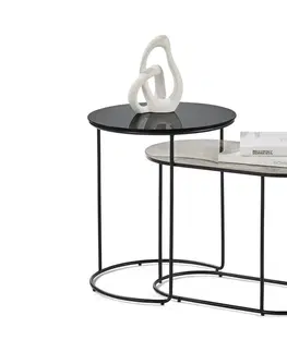 Coffee Tables 2 odkladacie stolíky s mramorovým vzhľadom a so skleneným povrchom