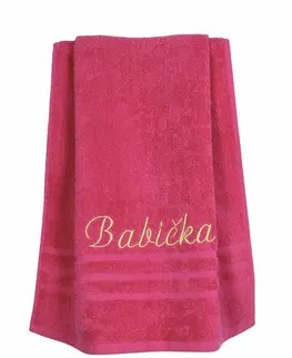 Uteráky Darčekový uterák, Babička, ružový, 50 x 95 cm