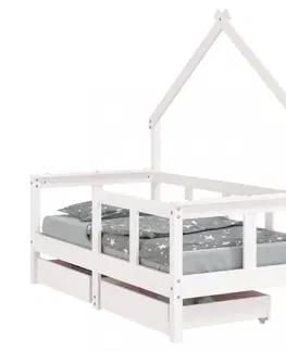 Detské izby Detská domčeková posteľ so šuplíkmi Dekorhome 90 x 200 cm