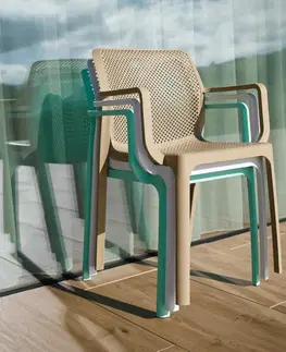 Záhradné stoličky a kreslá Stohovateľná stolička, sivohnedá taupe/plast, FRENIA