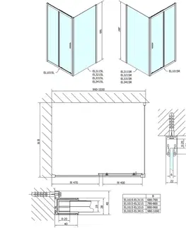 Sprchové dvere POLYSAN - Easy Line obdĺžniková sprchová zástena 1000x800 L/P varianta EL1015EL3215