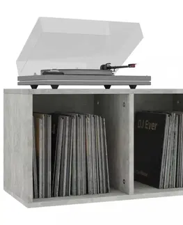 Truhly a úložné boxy Úložný box na LP dosky drevotrieska Dekorhome Sivá