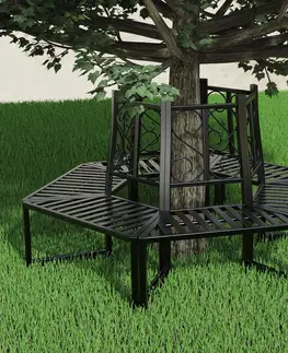 Záhradné lavice Lavička okolo stromu, čierna, kov, TOLISA