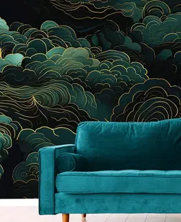 Abstraktné tapety Tapeta jedinečná zeleno-zlatá abstrakcia