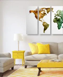 Obrazy mapy 5-dielny obraz farebná polygonálna mapa sveta
