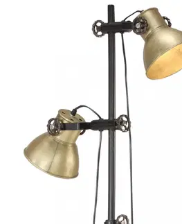 Osvetlenie Stojacia lampa s 2 svietidlami liatina Dekorhome Čierna