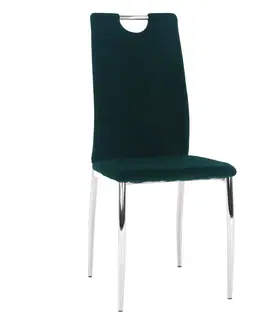 Stoličky Jedálenská stolička, smaragdová Velvet látka/chróm, OLIVA NEW