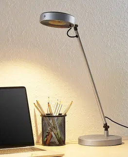 Stolové lampy na písací stôl Lucande Lucande Vilana LED lampa na písací stôl strieborná