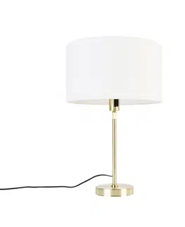 Stolove lampy Stolná lampa zlatá nastaviteľná s tienidlom biela 35 cm - Parte
