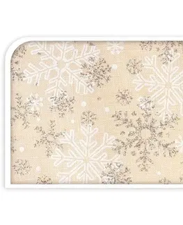Vianočné dekorácie Dekoratívna látka Big Snowflakes zlatá, 28 x 250 cm 