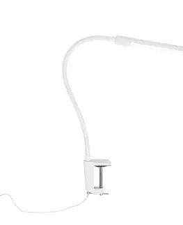 Stolove lampy Upínacia stolová lampa biela vrátane LED s dotykovým stmievačom - Lionard