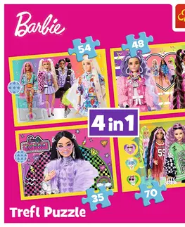 Hračky puzzle TREFL - Puzzle 4v1 - Šťastný svet Barbie / Mattel, Barbie