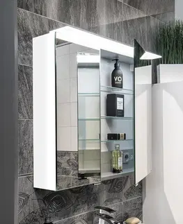 Kúpeľňový nábytok SAPHO - LINEX galérka s LED osvetlením, 80x70x15cm, biela LX080-0030