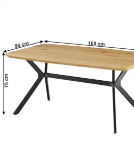 Jedálenské stoly Jedálenský stôl, dub/čierna, 160x90 cm, MEDITER