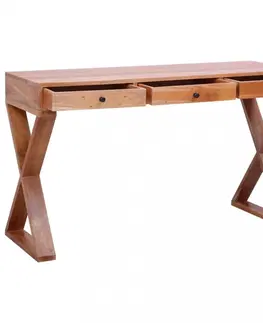 Pracovné stoly Písací stôl masívne mahagónové drevo Dekorhome Prírodná