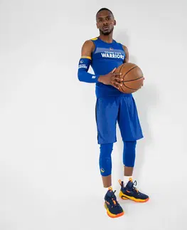 nohavice Pánske 3/4 spodné legíny na basketbal NBA Warriors modré