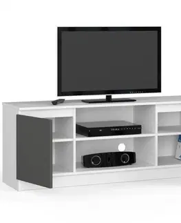 TV stolíky Dizajnový TV stolík ROMANA140, biely / grafit