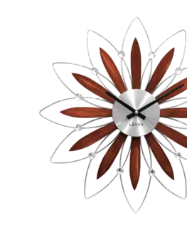 Hodiny Drevené strieborné hodiny LAVVU CRYSTAL Flower LCT1111, 50cm