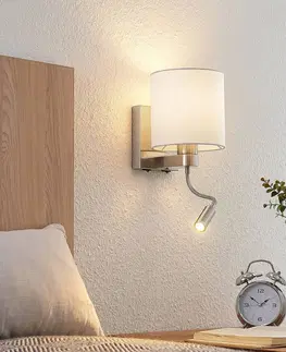 Nástenné svietidlá Lucande Lucande nástenná lampa Brinja s LED ramenom biela